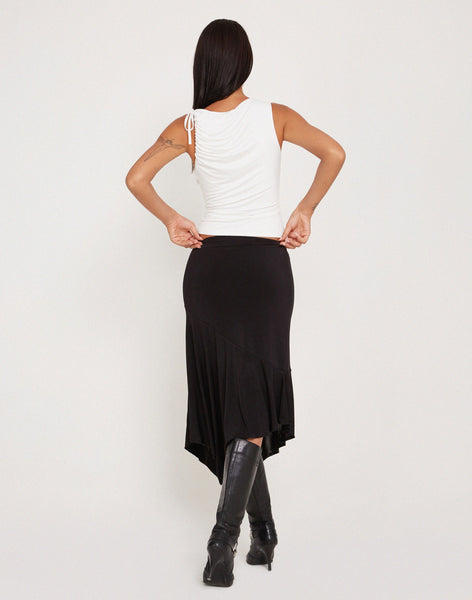 Image of Cinta Low Rise Midi Skirt in Black