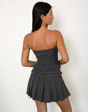 Image of Haika Double Belt Mini Dress in Charcoal with White Stripe