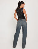 image of Hala Crop Vest Top in Black Sequin