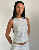 image of Hala Top in Silver Chrome Drape Mini Sequin