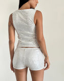 image of Hala Top in Silver Chrome Drape Mini Sequin