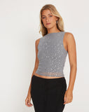 image of Hala Vest Top in Mesh Glitter Dot Frost Gray