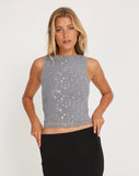 image of Hala Vest Top in Mesh Glitter Dot Frost Gray