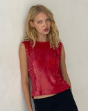 Image of Hala Vest Top in Sequin Red