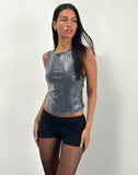 Image of Hala Vest Top in Shimmer Sequin Charcoal