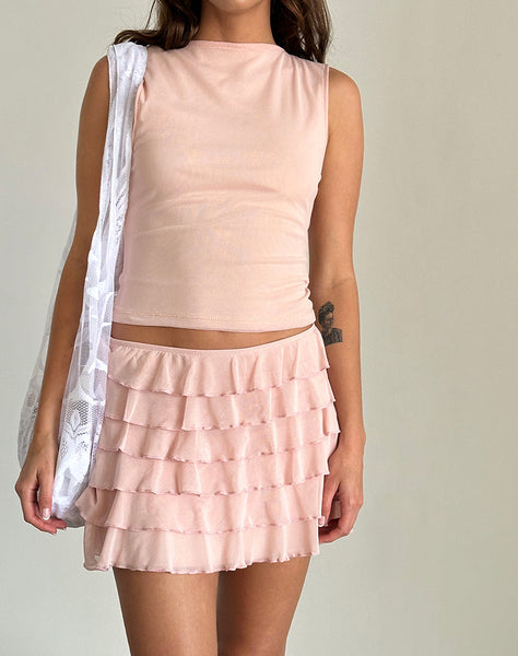 Image of Cartina Mini Skirt in Peachskin Mesh