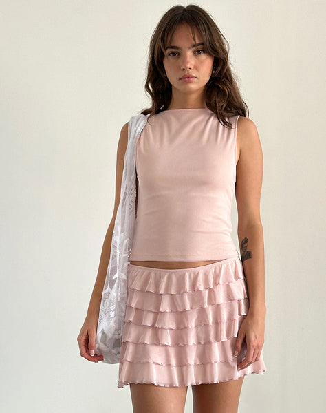 Image of Cartina Mini Skirt in Peachskin Mesh