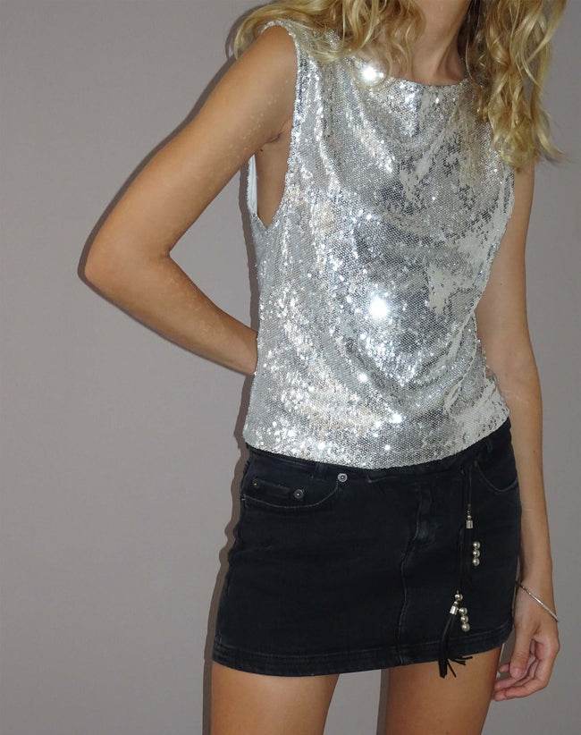 image of Hala Vest Top in Silver Chrome