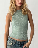 Image of Hala Vest Top in Mint with Silver Foil