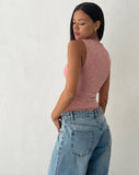 Image of Hala Vest Top in Pink with Rose Gold Foil