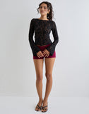 Image of Halfi Long Sleeve Top in Hibiscus Crochet Lace Black