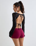 Image of Halfi Long Sleeve Top in Hibiscus Crochet Lace Black