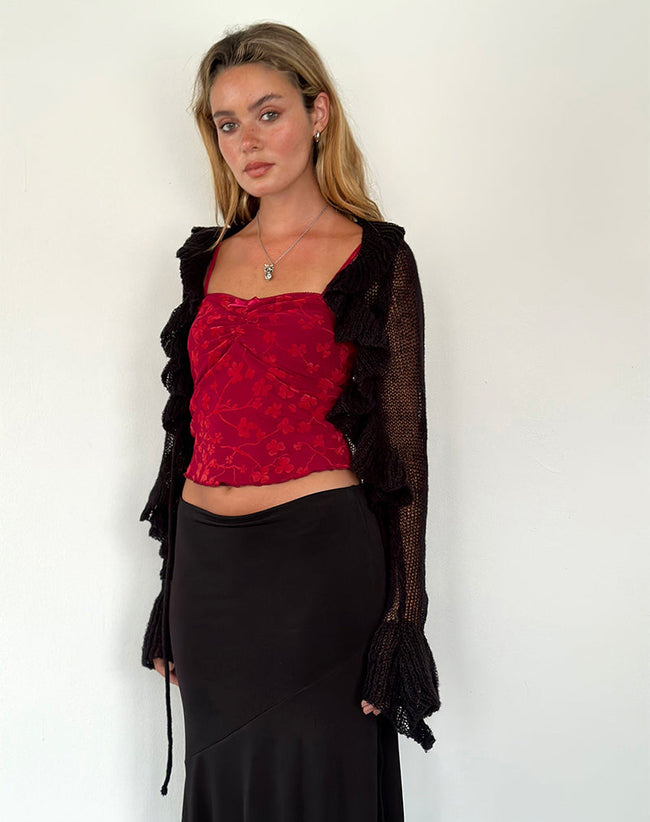 Image of Hali Cami Top in Grunge Floral Flock Red