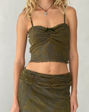 Image of Halusi Crop Top in Abstract Botanic Dark Olive