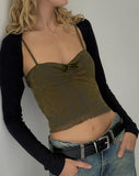 Image of Halusi Crop Top in Abstract Botanic Dark Olive