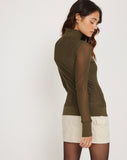 image of Hanbin Zip Up Jumper in Mesh Olive