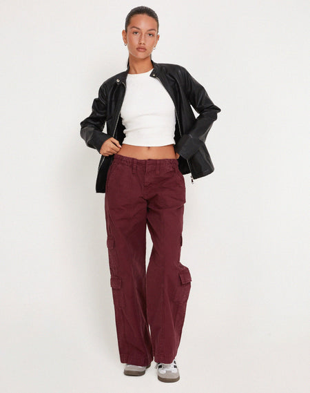 Gemma Low Rise Cargo Trouser in Mauve Linen