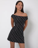 Image of Hari Mini Dress in Irregular Stripe Grey Black