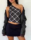 Image of Harini One Shoulder Top in Black White Check