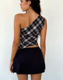 Image of Harini One Shoulder Top in Black White Check