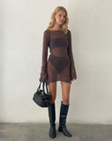 Image of Harper Distressed Knitted Mini Dress in Maroon