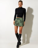 image of Haru Mini Skirt in Geo Polka Arcadian Green