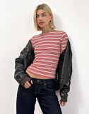 Image of Haruka Top in Stripe Red and White