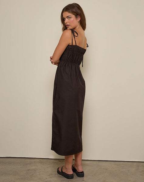 Image of Haruko Midi Dress in Bitter Chocolate