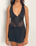 Image of Harumi Halterneck Top in Lace Black