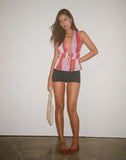Image of Hassna Halterneck Top in Pink Chiffon Painted Stripe