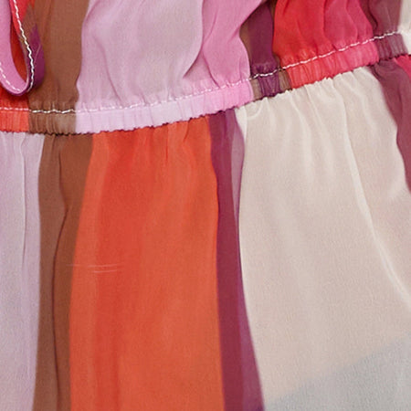 Hassna Halterneck Top in Pink Chiffon Painted Stripe