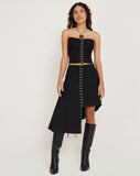 Image of Carlisia Asymmetrical Midi Skirt in Black