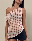 Image of Hea Top in Chiffon Blurred Check Peach