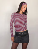 Image of Headband in Burgundy and Grey Stripe