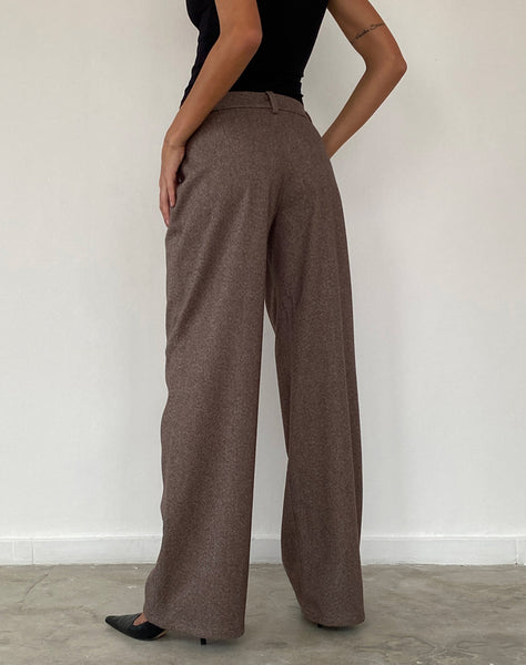 Image of Helsa Low Rise Trouser in Dark Brown Tailoring