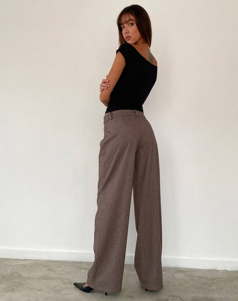 Image of Helsa Low Rise Trouser in Dark Brown Tailoring