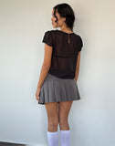 Image of Henrietta Frill Blouse in Black Chiffon