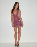 Image of Hepasi Halter Mini Dress in Clear Sequin Maroon