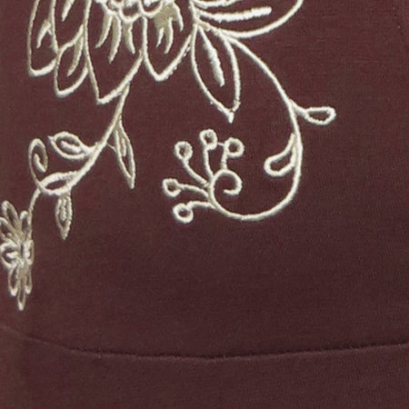 Hepzhi Mini Dress in Bitter Chocolate with Floral Embroidery