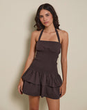 Image of Herais Halterneck Mini Dress in Deep Mahogany