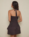 Image of Herais Halterneck Mini Dress in Deep Mahogany