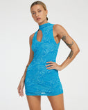 image of Hertika Mini Dress in Mixed Animal Flock Blue