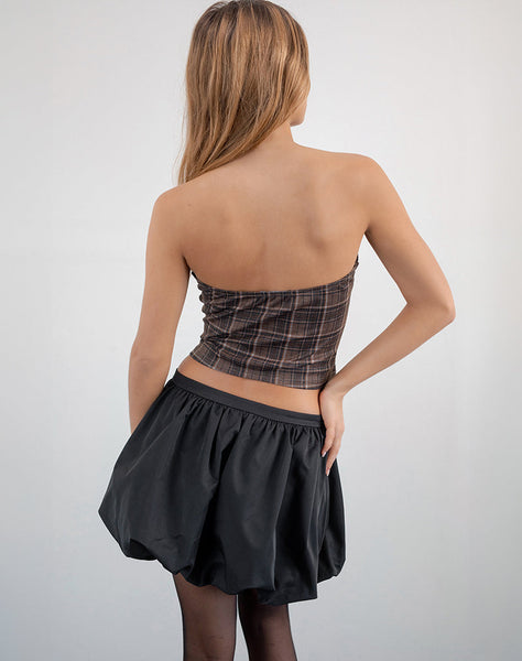 Image of Heska Lace Front Corset Top in Brown Check