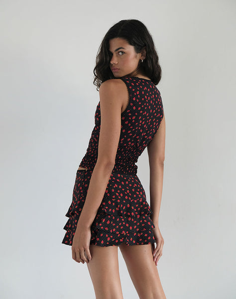 Image of Camigi Mini Skirt in Strawberry Polka Black