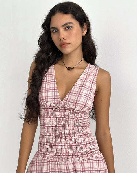 Image of Hevoria Mini Dress in Basic Tartan Pink