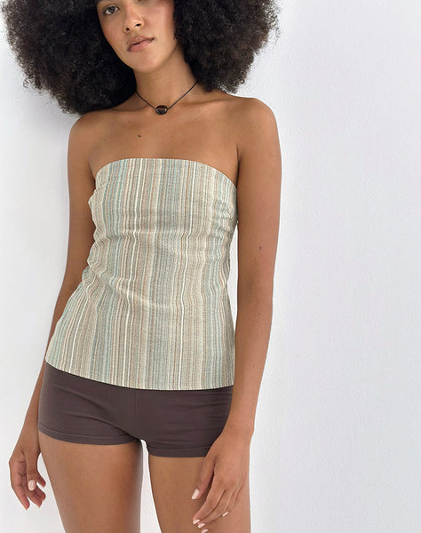 Image of Hisana Bandeau Top in Stripe Yellow