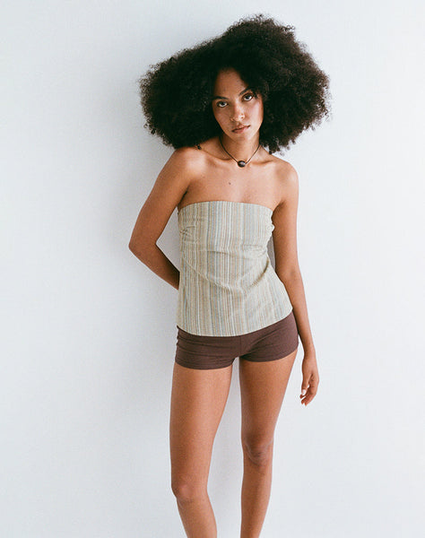 Image of Hisana Bandeau Top in Stripe Yellow
