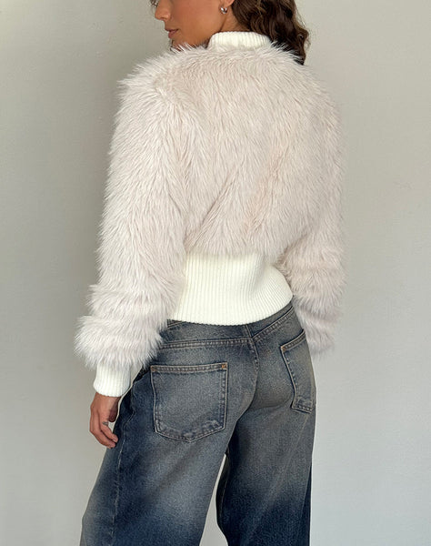 Image of Homari Shaggy Faux Fur Jacket in Cream