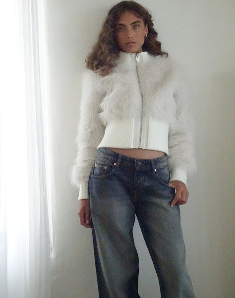 Image of Homari Shaggy Faux Fur Jacket in Cream