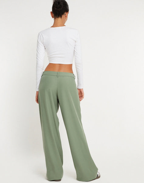 image of Hondra Wide Leg Trouser in Ashy Green